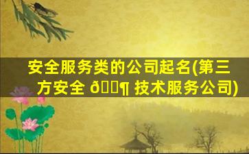 安全服务类的公司起名(第三方安全 🐶 技术服务公司)